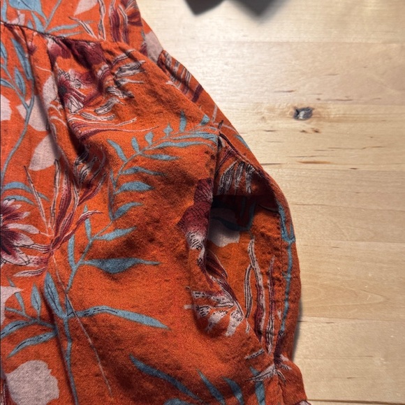 Natural Life Rebecca Tiered Midi Dress Orange Floral Size M Pockets Boho - Picture 8 of 10